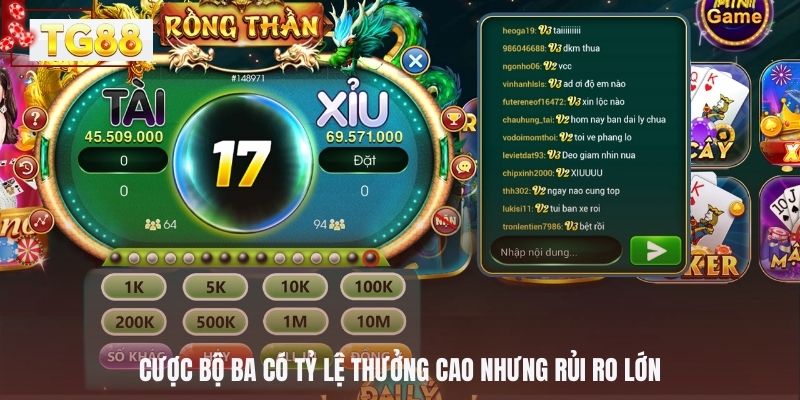 Cược bộ ba có tỷ lệ thưởng cao nhưng rủi ro lớn
